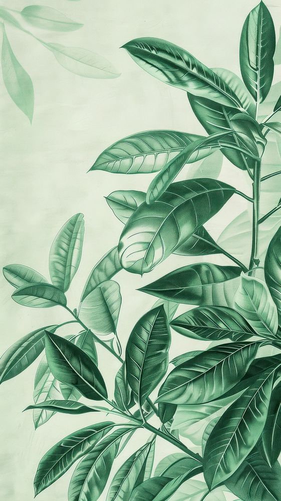 Wallpaper tropical plant drawing jungle sketch.