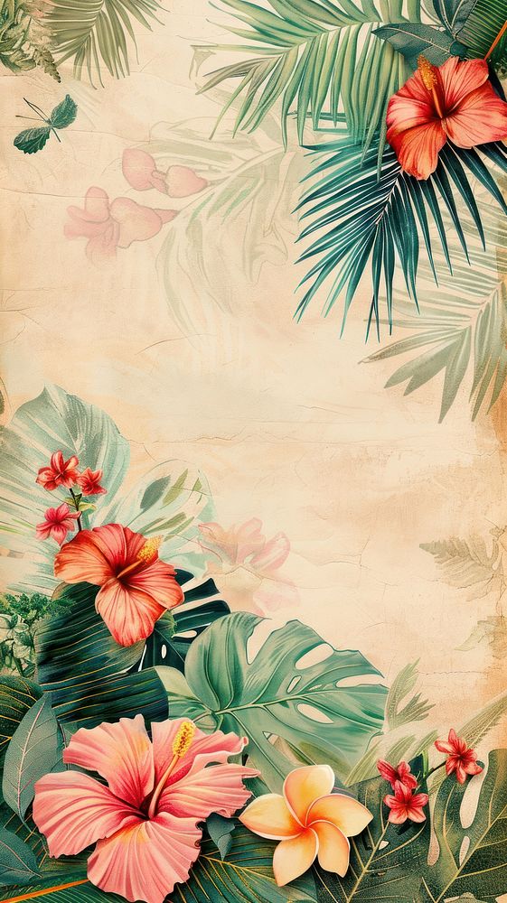 Wallpaper tropical beach flower vegetation hibiscus.