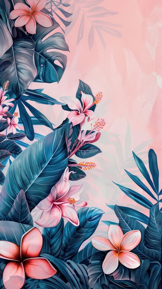 Wallpaper tropical plant flower graphics pattern.