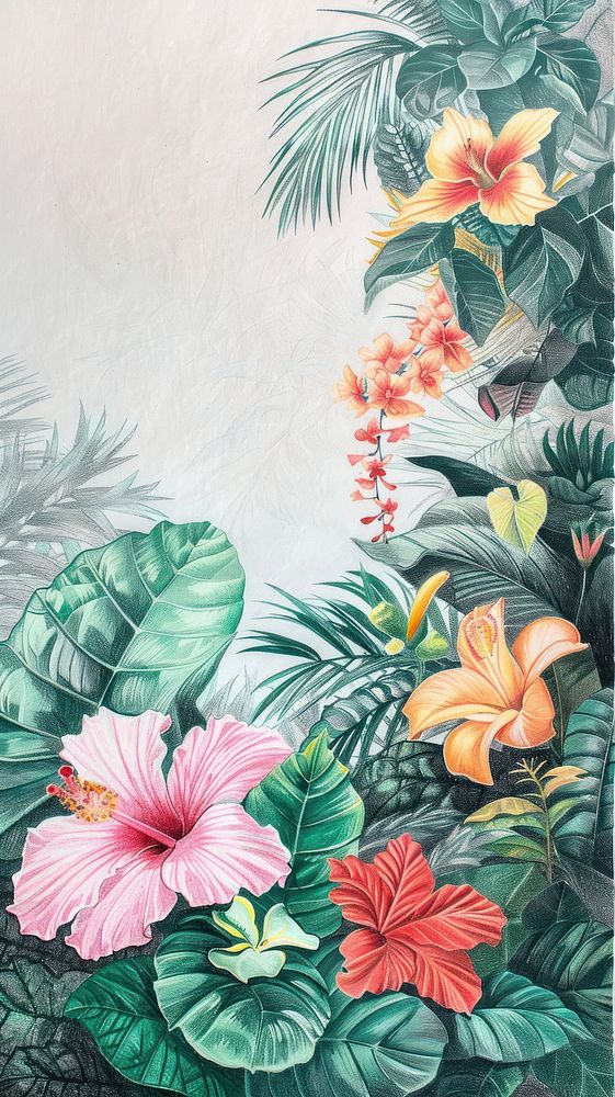 Wallpaper beach flower jungle vegetation.