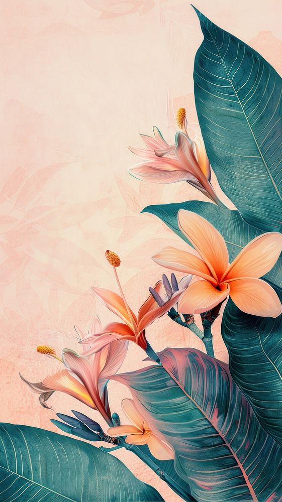 Wallpaper colorful flower graphics painting blossom.