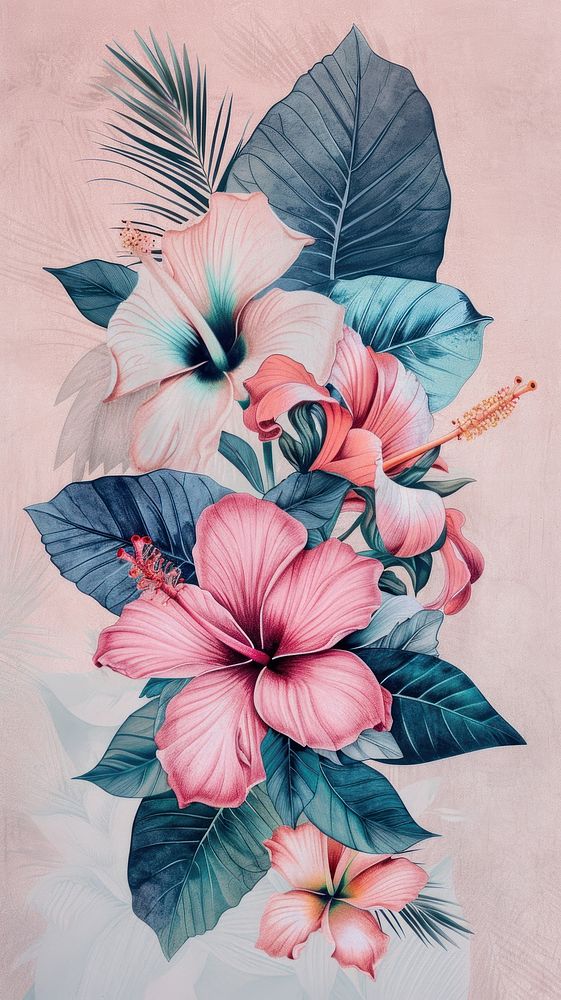 Wallpaper colorful flower drawing sketch illustrated.