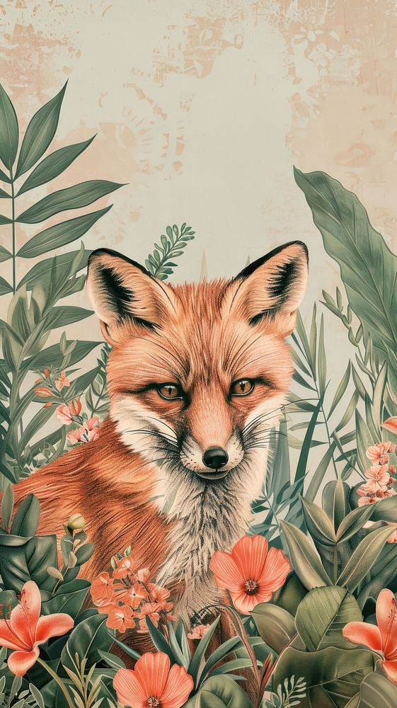 Wallpaper fox flower wildlife blossom.