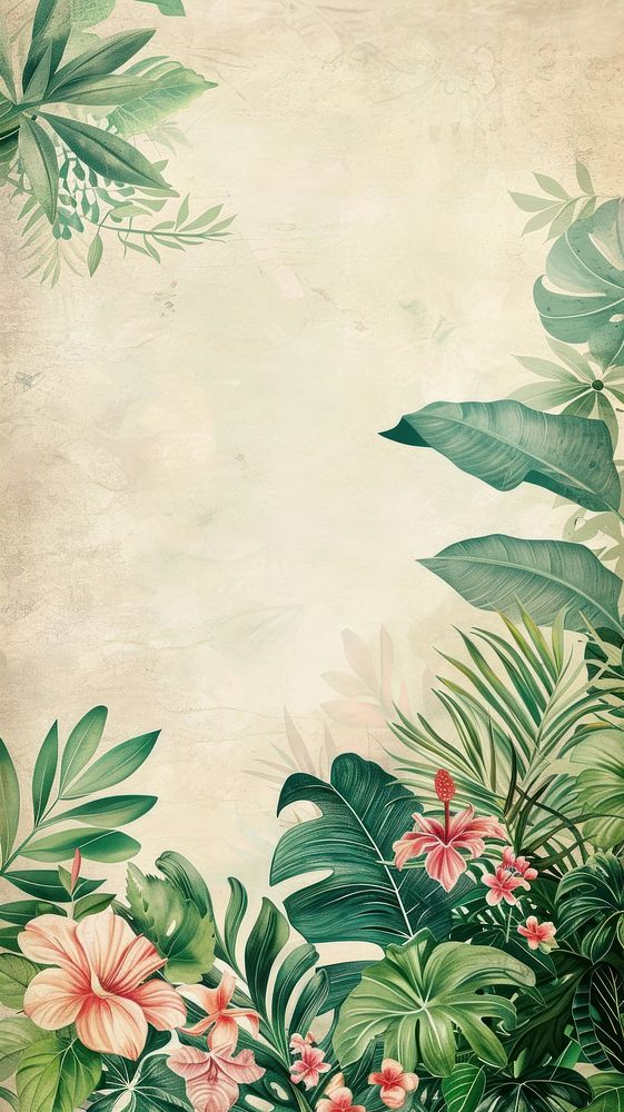 Wallpaper flower bushes jungle vegetation graphics.