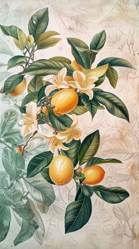 Wallpaper lemon tree drawing sketch illustrated.