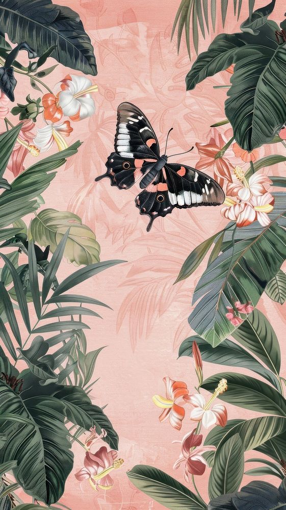 Wallpaper moth jungle flower invertebrate.