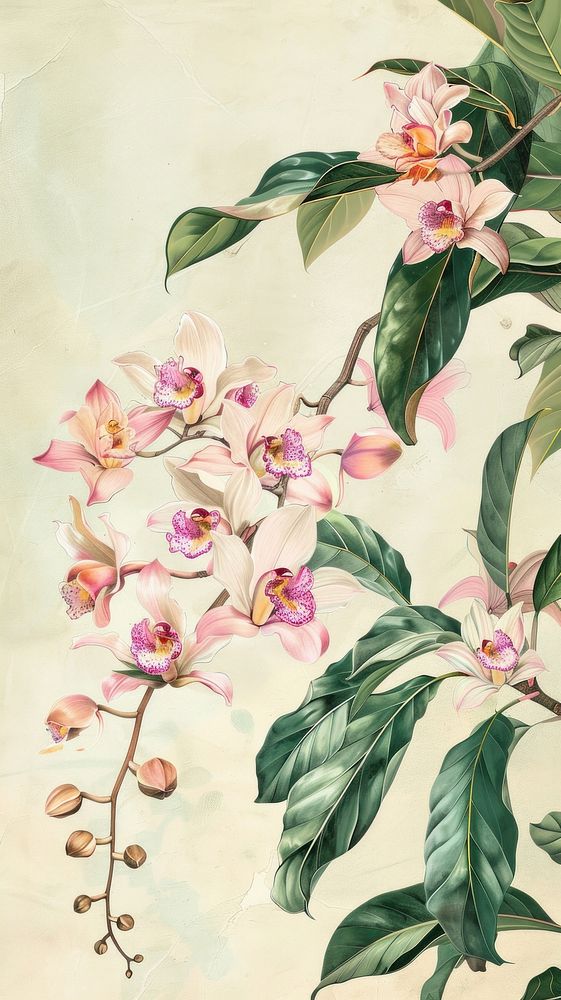 Wallpaper Orchid flowers orchid graphics painting.