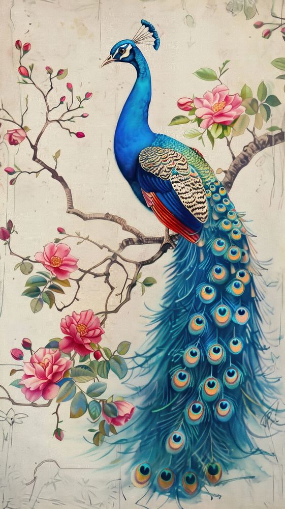 Wallpaper peacock painting animal bird.