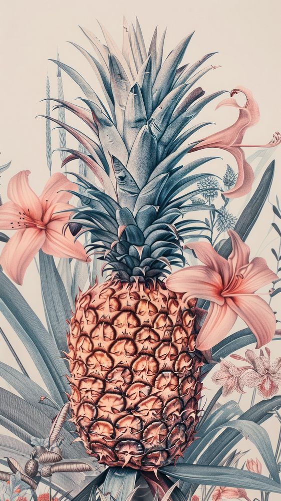 Wallpaper pineapple produce fruit plant.
