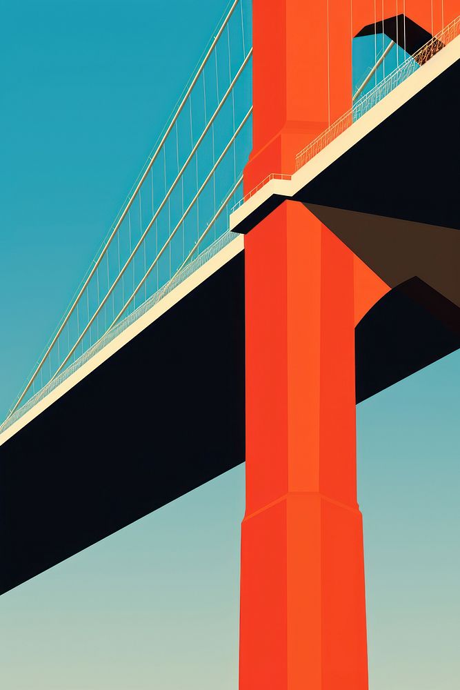 A minimalist illustration of new york Brooklyn Bridge bridge.