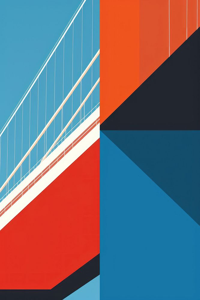 A minimalist illustration of new york Brooklyn Bridge bridge art handrail.