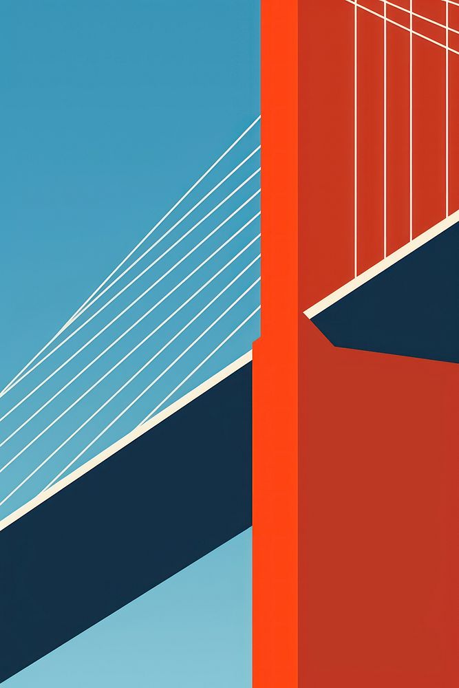 A minimalist illustration of new york Brooklyn Bridge bridge suspension bridge.