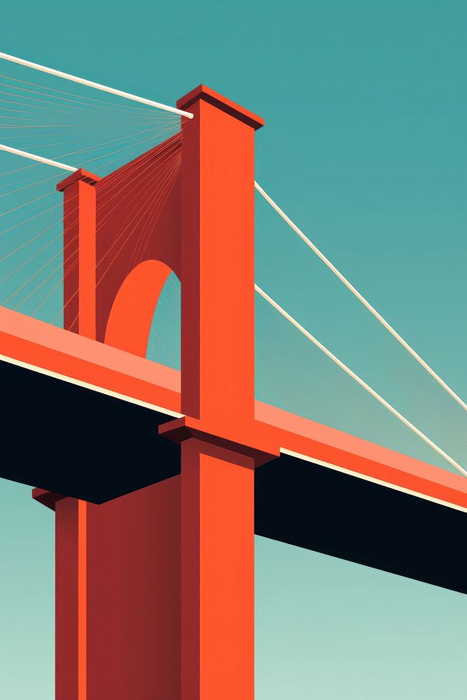 A minimalist illustration of new york Brooklyn Bridge bridge symbol cross.