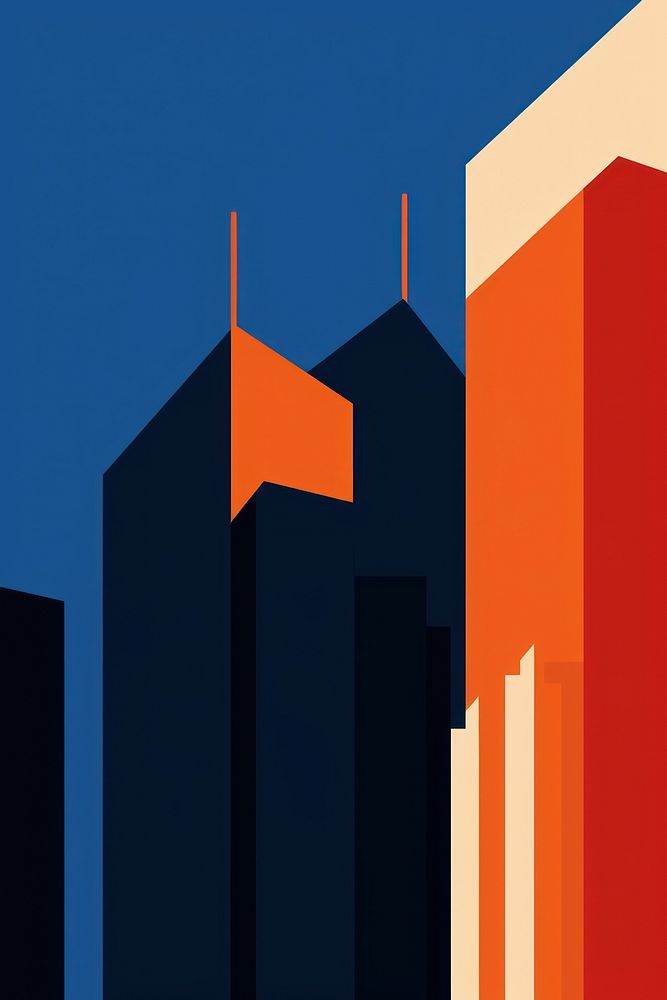 A minimalist illustration of new york skyscrapers architecture building urban.