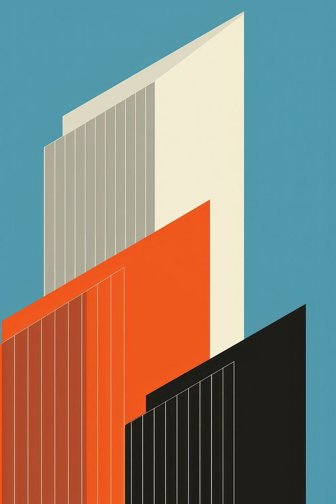 A minimalist illustration of new york skyscrapers urban city town.