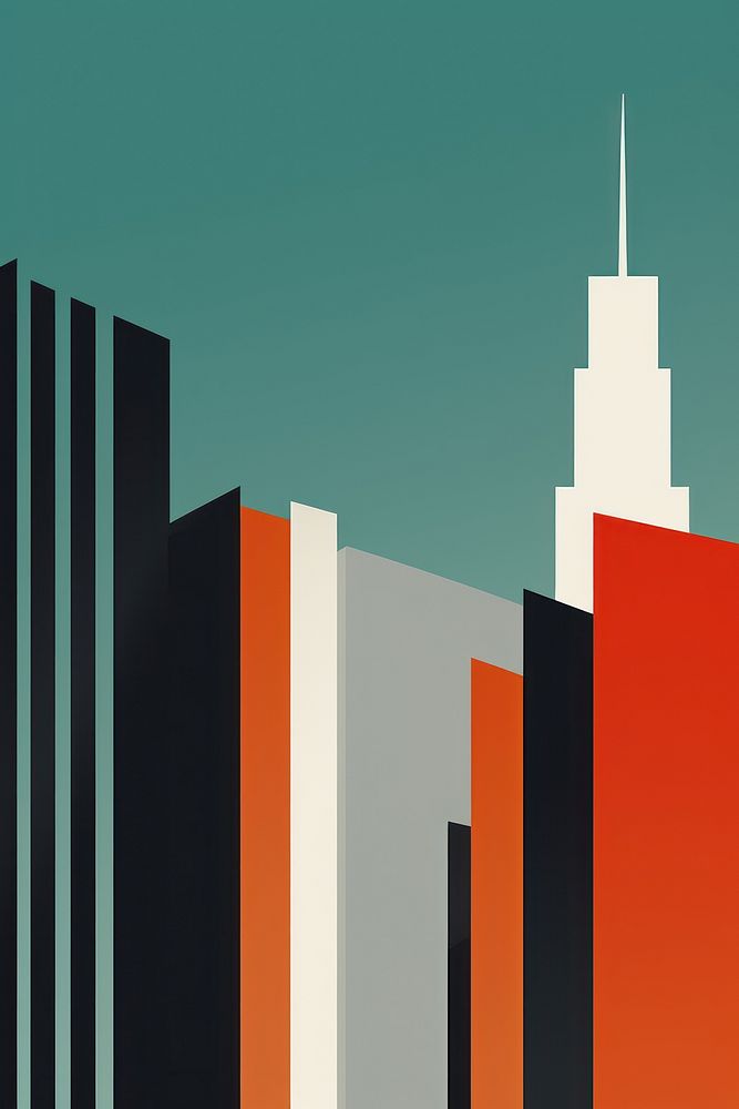 A minimalist illustration of new york skyscrapers architecture building urban.