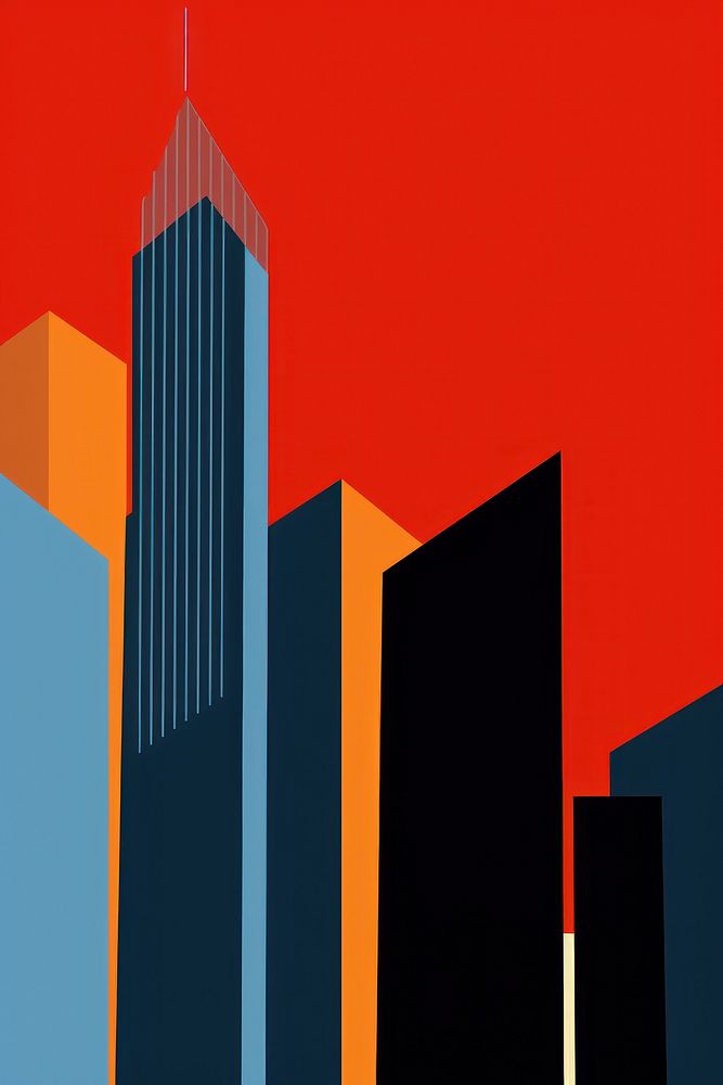 A minimalist illustration of new york skyscrapers architecture cityscape building.