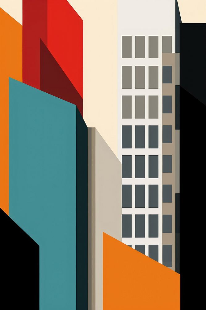 A minimalist illustration of Broadway new york city art architecture modern art.