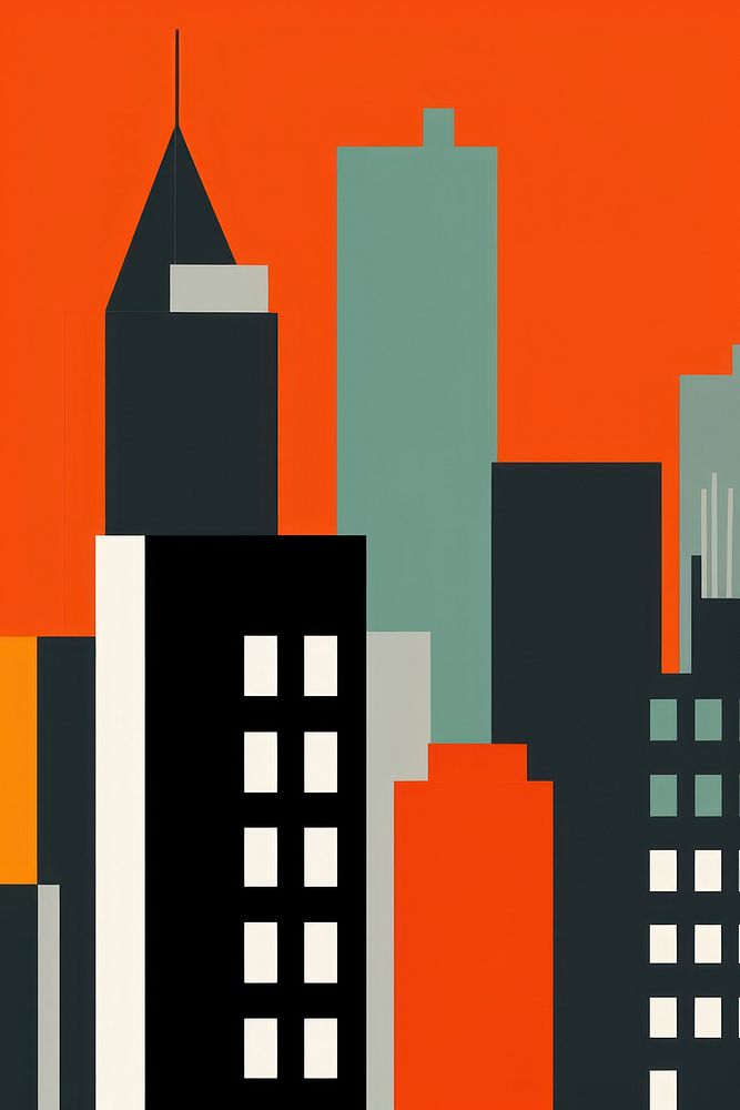 A minimalist illustration of Broadway new york city art architecture neighborhood.
