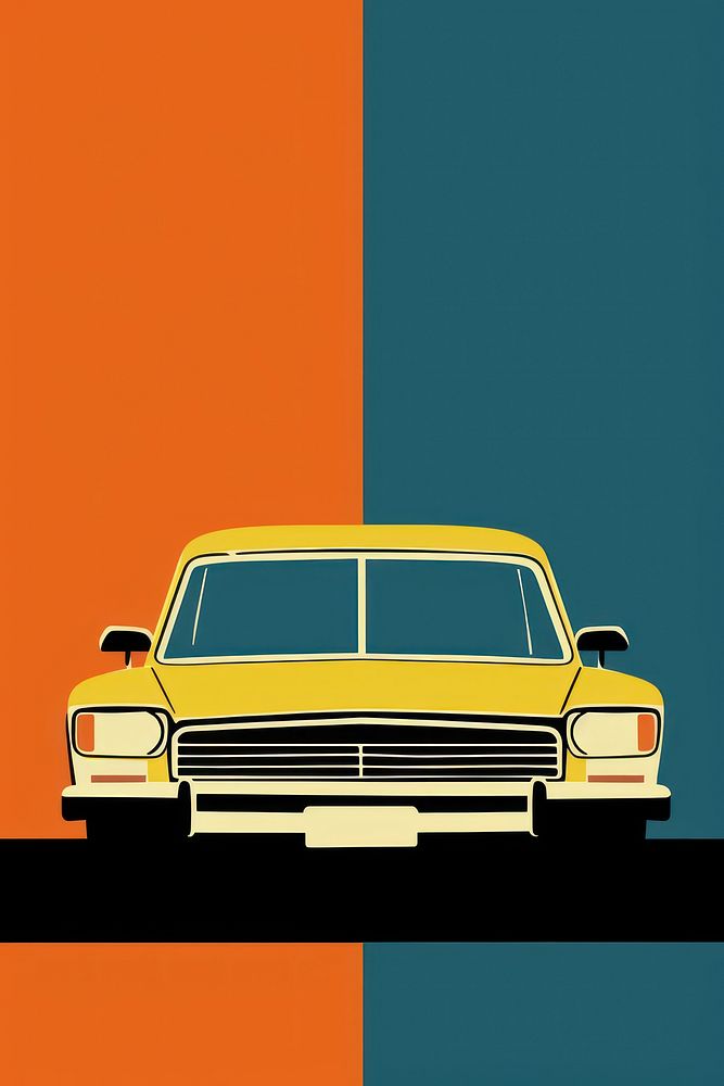 A minimalist illustration of Yellow Taxi Cabs art transportation automobile.