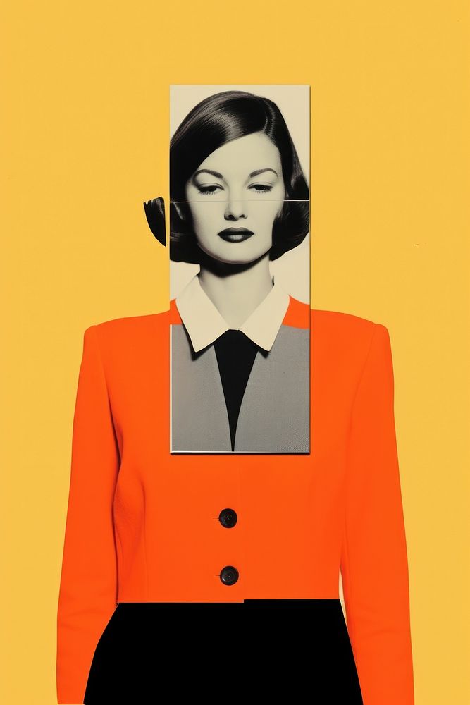 Retro collage of business woman art photography accessories.