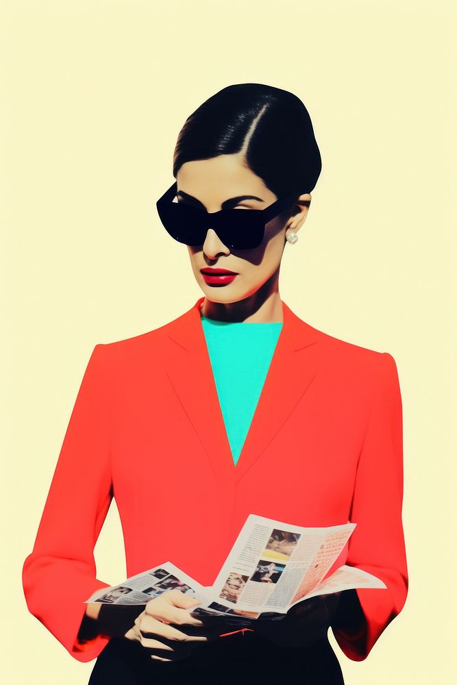 Retro collage of business woman accessories sunglasses accessory.