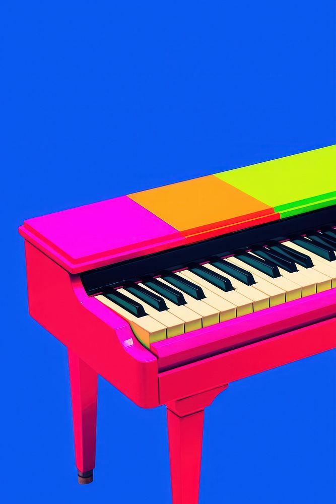 Retro collage of piano keyboard musical instrument grand piano.