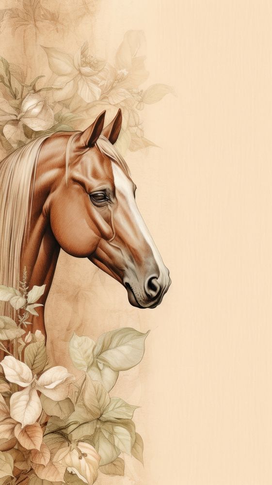 Wallpaper brown horse drawing sketch illustrated.