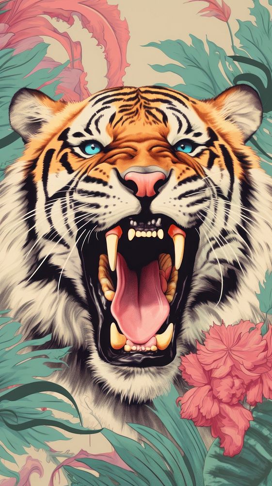 Wallpaper tiger roar wildlife animal mammal.