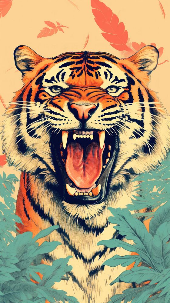 Wallpaper tiger roar wildlife animal mammal.