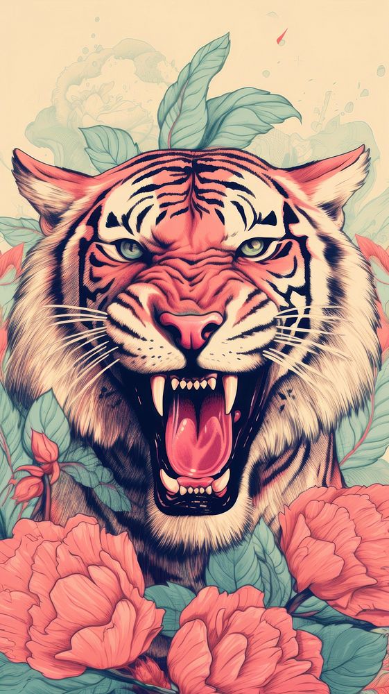 Wallpaper tiger roar publication wildlife animal.