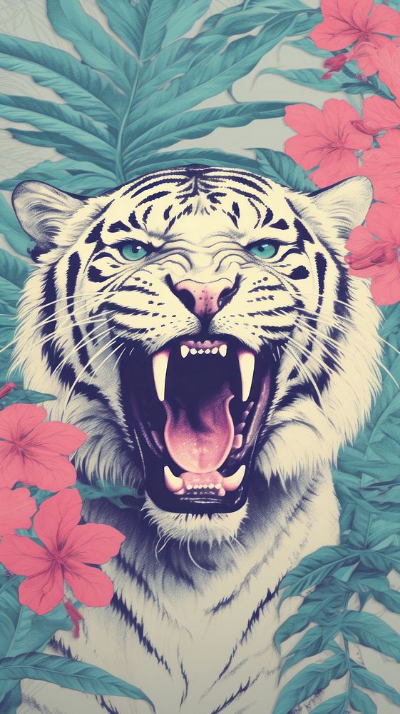 Wallpaper white tiger roar publication wildlife animal.