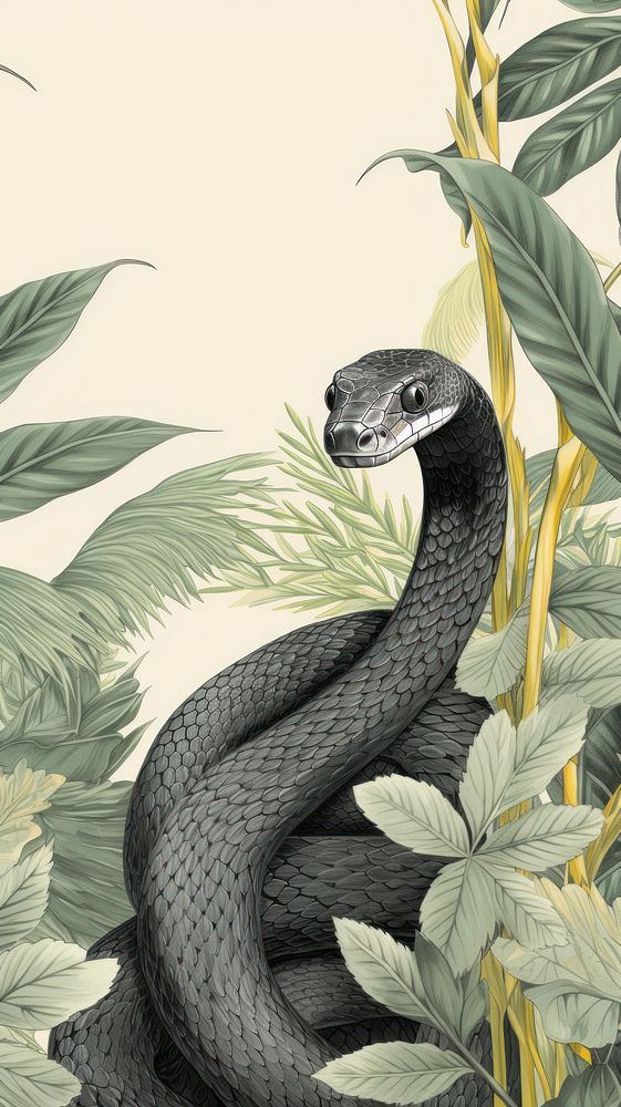 Wallpaper black snake jungle vegetation outdoors.