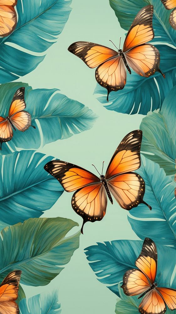 Wallpaper blue butterfly invertebrate painting graphics.