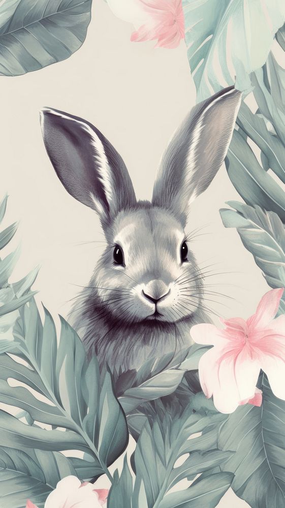 Wallpaper grey rabbit drawing sketch illustrated.