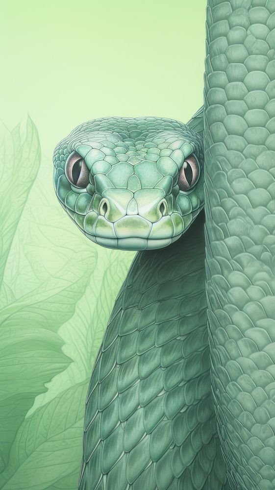 Wallpaper green snake reptile animal.