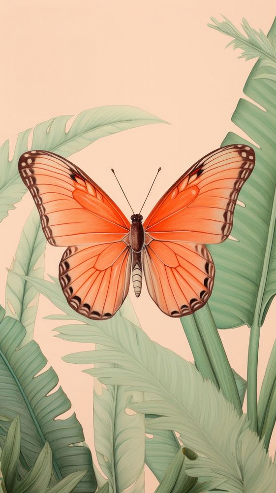 Wallpaper orange butterfly drawing sketch invertebrate.