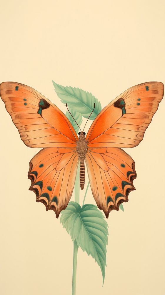 Wallpaper orange butterfly invertebrate animal insect.