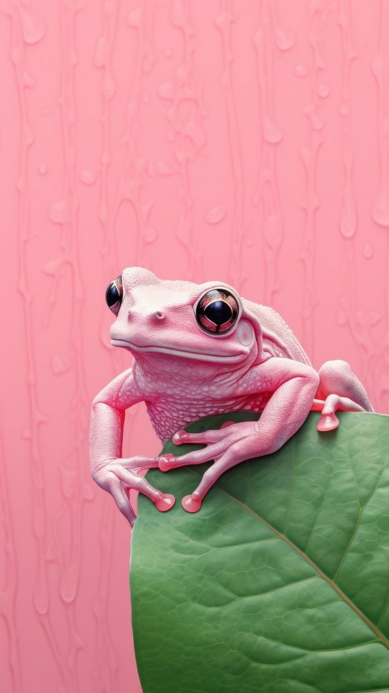 Wallpaper pink frog amphibian wildlife | Free Photo Illustration - rawpixel