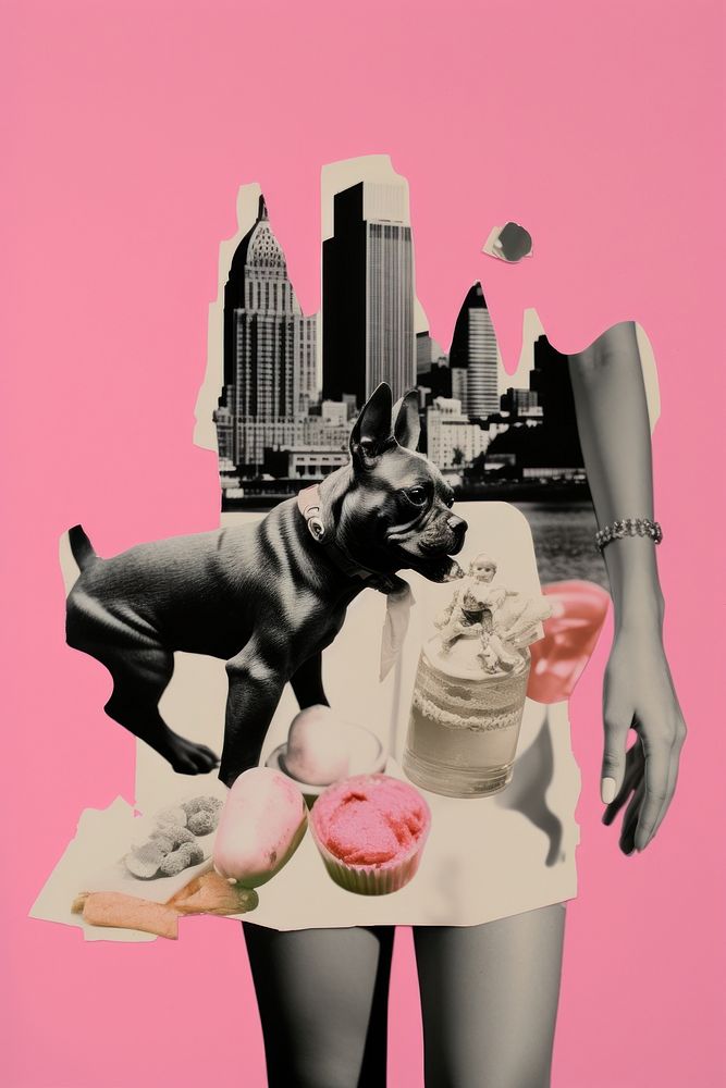 New York City collage advertisement dessert.