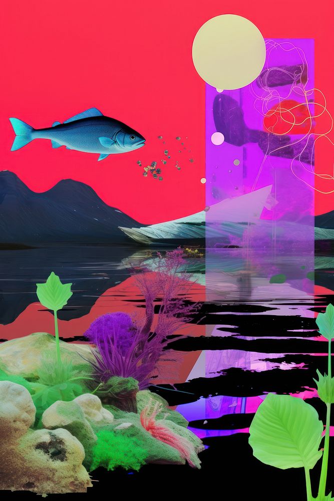 Graphics aquatic collage nature. | Free Photo Illustration - rawpixel image.