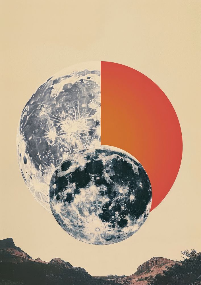 Retro collage moon astronomy outdoors | Free Photo Illustration - rawpixel