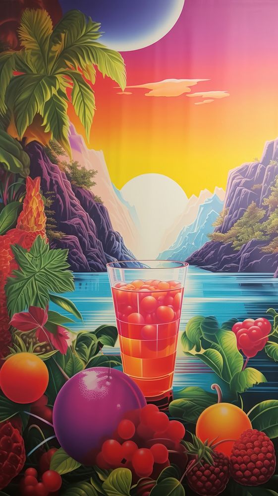 A summer drink art advertisement raspberry.
