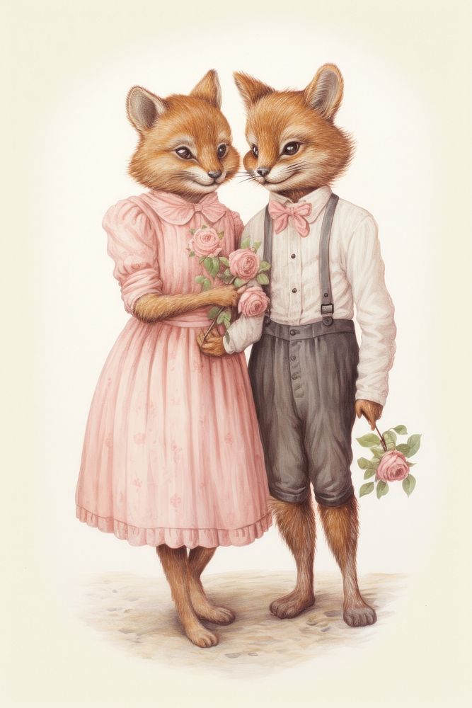 A valentine couple cute animal character drawing sketch photography.