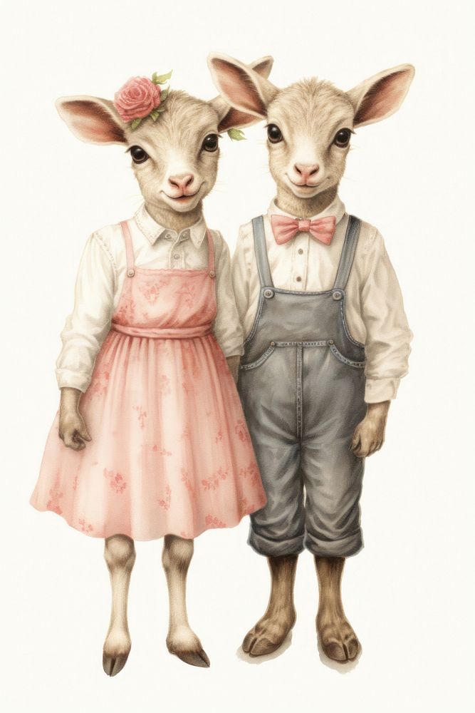 A valentine couple cute animal character farmer accessories livestock accessory.
