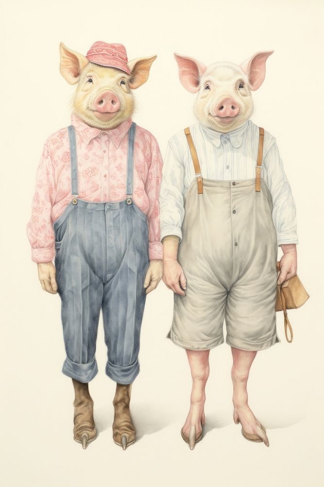 A couple cute animal character farmer accessories accessory clothing.