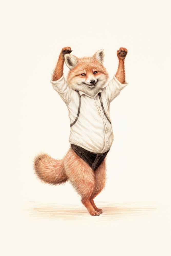 A cute animal character dancing ballete drawing sketch illustrated.
