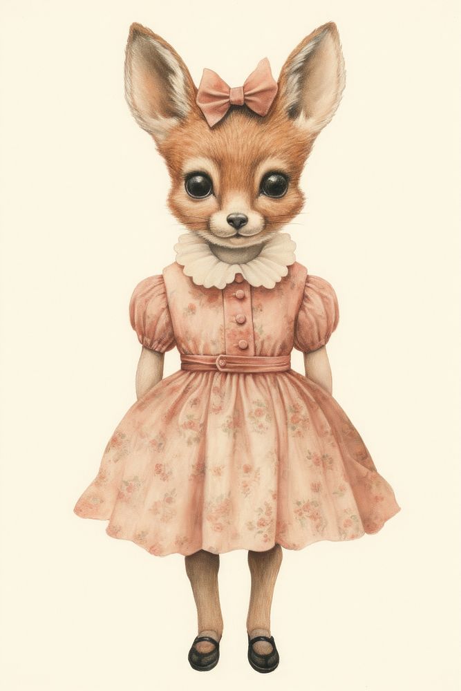 A cute animal character with dress clothing wildlife footwear.