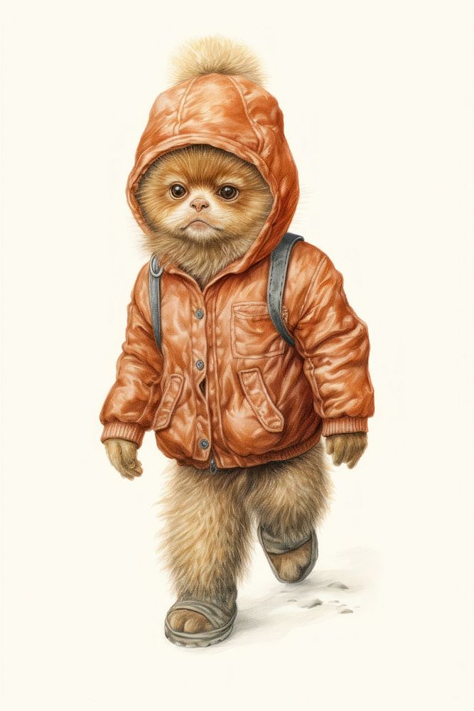 A cute animal character walking photography sweatshirt clothing.