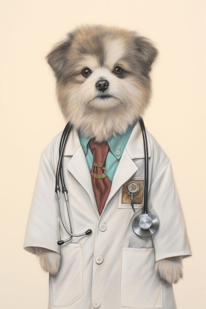 A cute animal doctor character veterinarian clothing apparel.